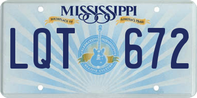 MS license plate LQT672