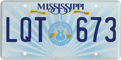 MS license plate LQT673