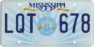 MS license plate LQT678