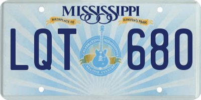 MS license plate LQT680