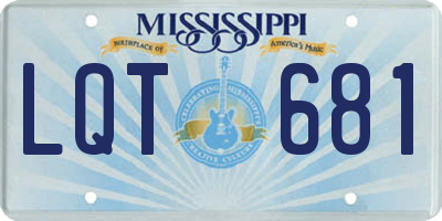 MS license plate LQT681