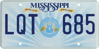 MS license plate LQT685