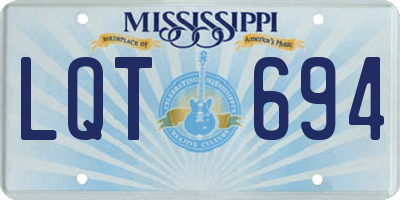 MS license plate LQT694