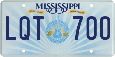 MS license plate LQT700