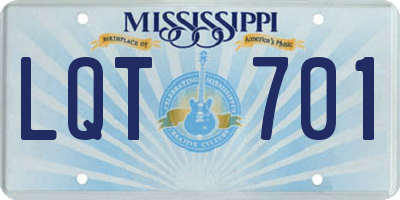 MS license plate LQT701