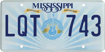 MS license plate LQT743
