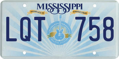 MS license plate LQT758