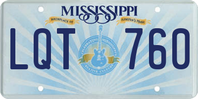 MS license plate LQT760