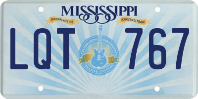 MS license plate LQT767