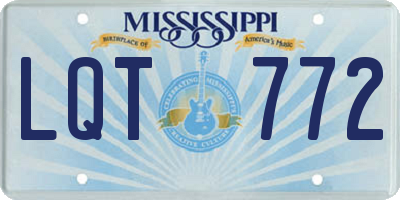 MS license plate LQT772