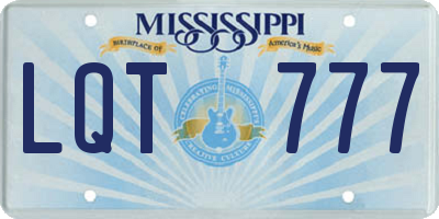 MS license plate LQT777