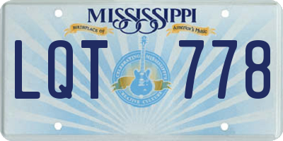 MS license plate LQT778