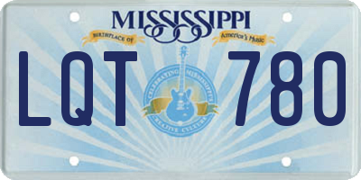 MS license plate LQT780