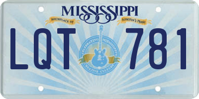 MS license plate LQT781