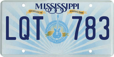 MS license plate LQT783