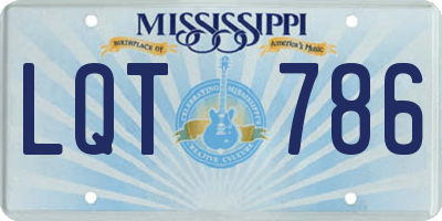 MS license plate LQT786