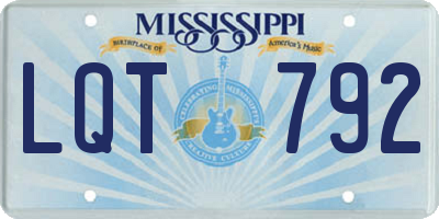 MS license plate LQT792