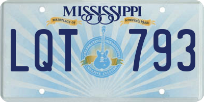 MS license plate LQT793