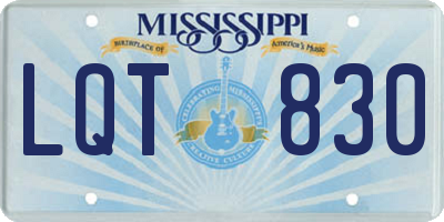 MS license plate LQT830