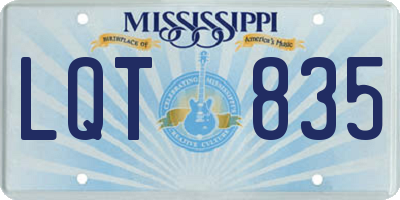 MS license plate LQT835