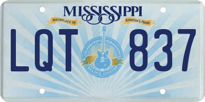 MS license plate LQT837