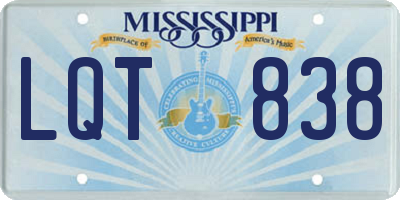 MS license plate LQT838