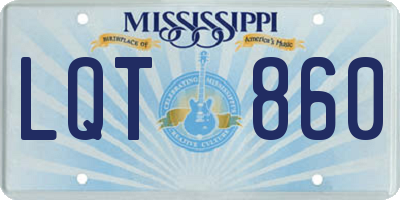 MS license plate LQT860