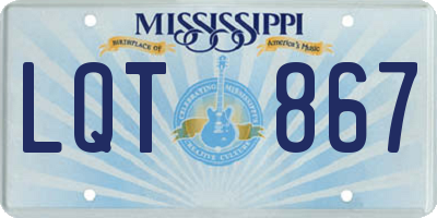 MS license plate LQT867