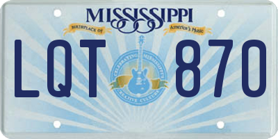 MS license plate LQT870