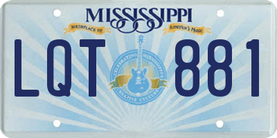 MS license plate LQT881