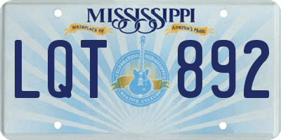 MS license plate LQT892