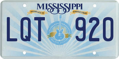 MS license plate LQT920