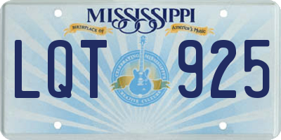 MS license plate LQT925