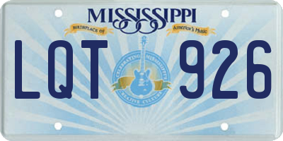 MS license plate LQT926