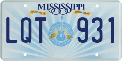 MS license plate LQT931