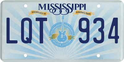 MS license plate LQT934