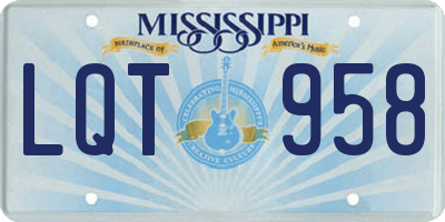 MS license plate LQT958