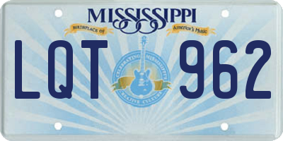 MS license plate LQT962