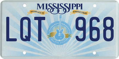 MS license plate LQT968