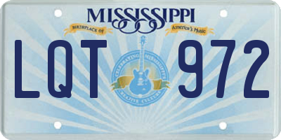 MS license plate LQT972
