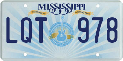 MS license plate LQT978