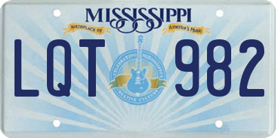 MS license plate LQT982