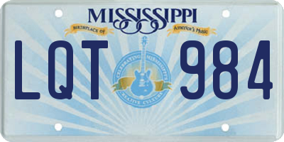 MS license plate LQT984