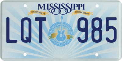 MS license plate LQT985