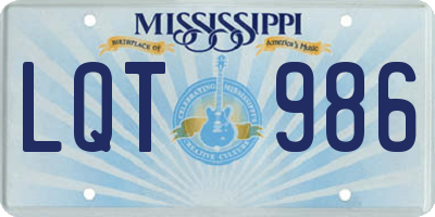 MS license plate LQT986
