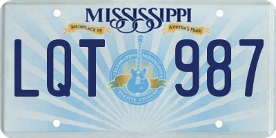 MS license plate LQT987