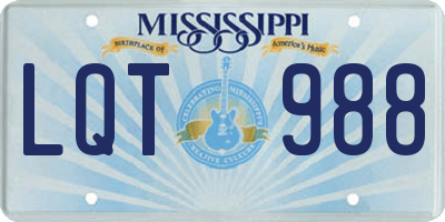 MS license plate LQT988