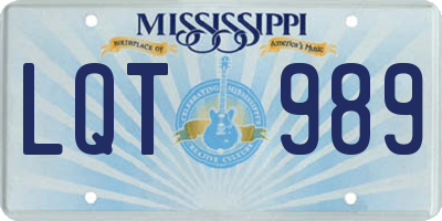 MS license plate LQT989