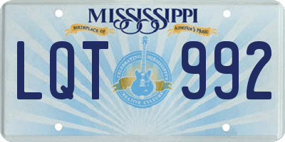 MS license plate LQT992