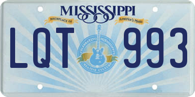 MS license plate LQT993